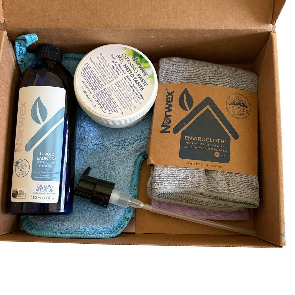 Norwex Safe Haven 5 Set NEW EnviroCloth Cleaning Paste, liquid Laundry Detergent